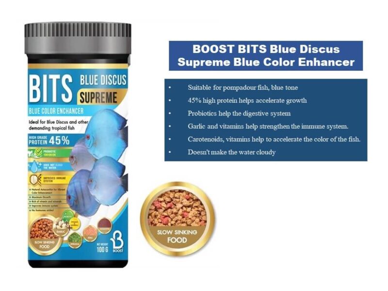 BOOST BITS Blue Discus Supreme Blue Color Enhancer (Blue Bottle) Pompadour fish food